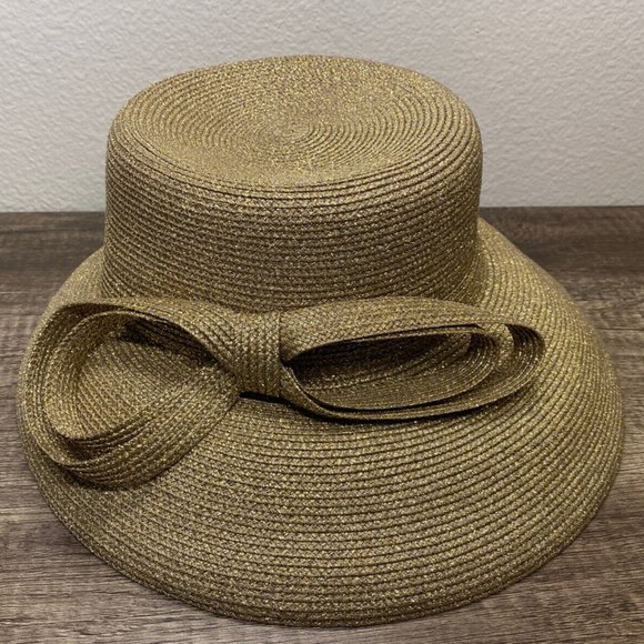 Fine Millinery By August Accessories Gold and Brown Womens Derby Hat - New - Picture 2 of 11